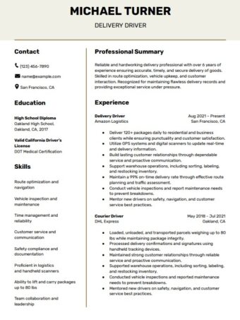 Professional Delivery Driver Resume Template for Success