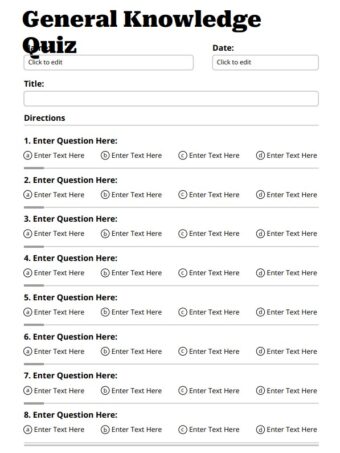 Effortlessly Create Assessments with Our Blank Quiz Template