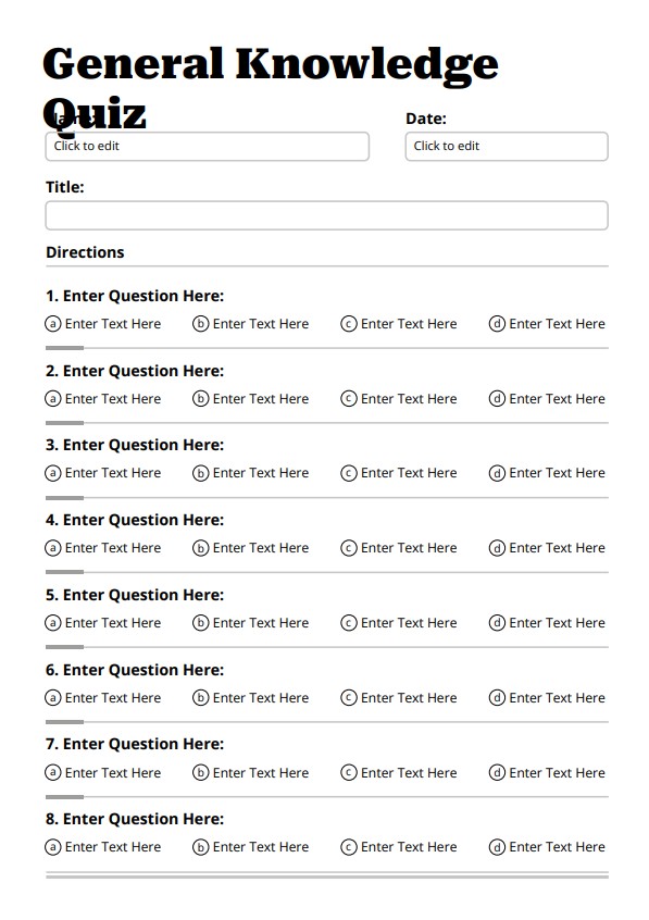 Effortlessly Create Assessments with Our Blank Quiz Template