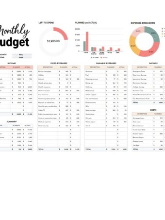 Personal Monthly Budget Template for Effective Money Management
